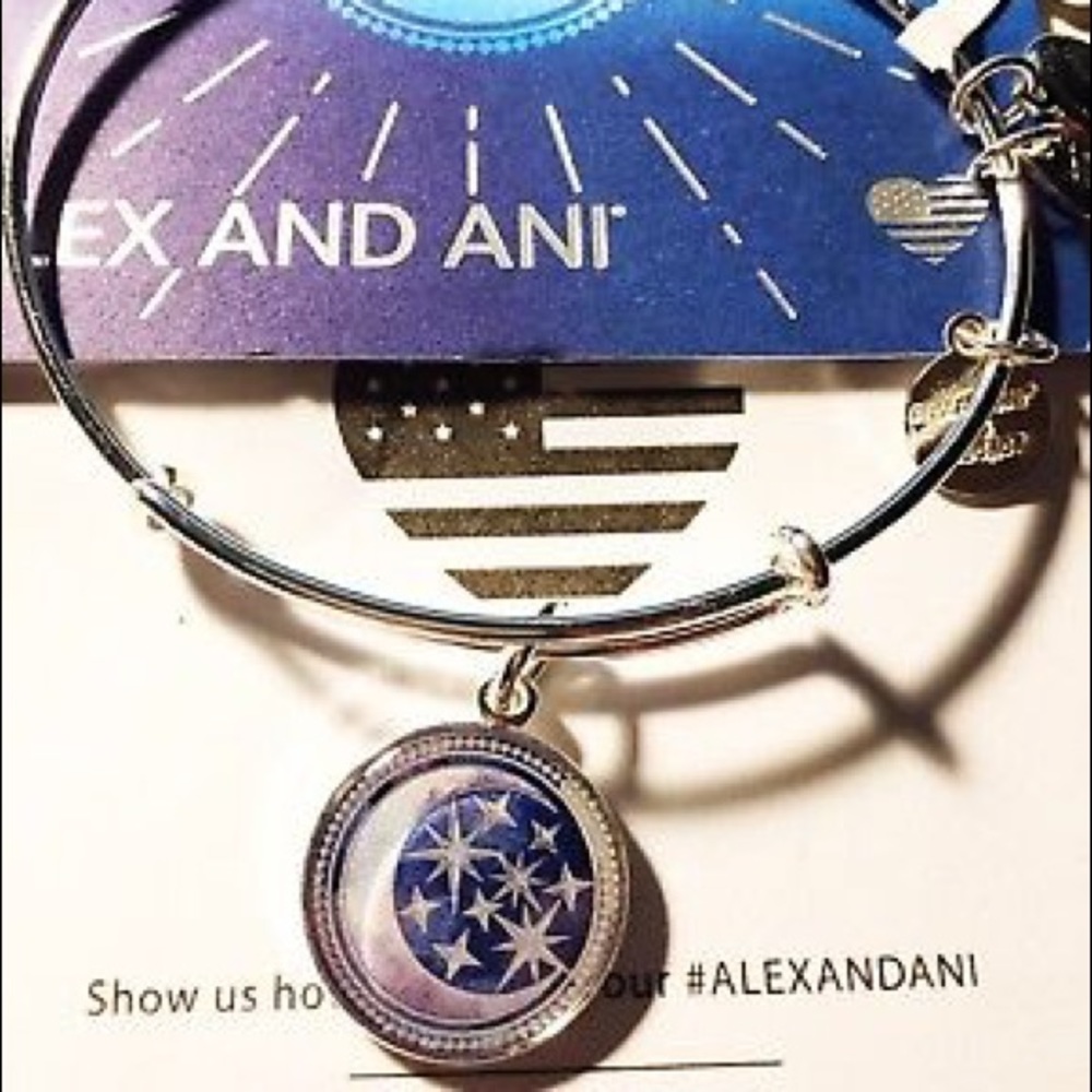 ALEX AND ANI SILVER ART INFUSION MOON AND STARS
